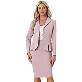 Allegra K 2 Piece Suit Skirt Sets for Women Blazer and Pencil Skirts Formal Office Business Casual Outfits