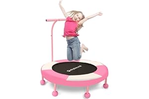 SkyBound 36 Inch Indoor Trampoline for Kids - Kids Trampoline Indoor with Handle - Toddler Trampoline with Upgraded 2.0mm Steel Pipe and Handlebar - Mini Indoor Trampoline for Kids Age 3 and Above