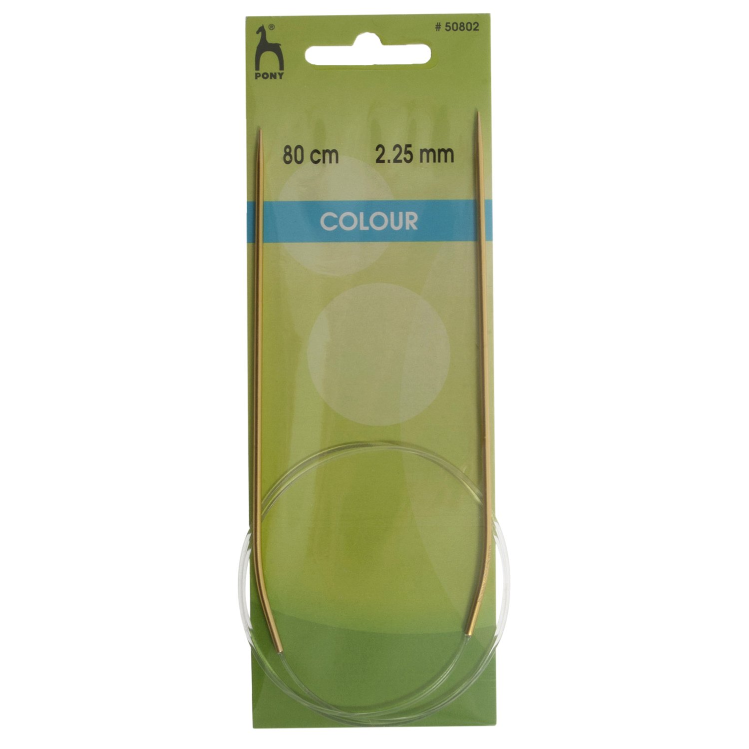 Pony Knitting Pins: Circular: Anodised Aluminium: 80cm x 2.25mm, Multi-Colour, 2.25mm