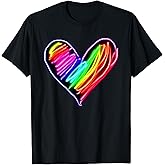 Neon Rainbow Heart T-Shirt | Love Pride LGBQT Rally Tee T-Shirt