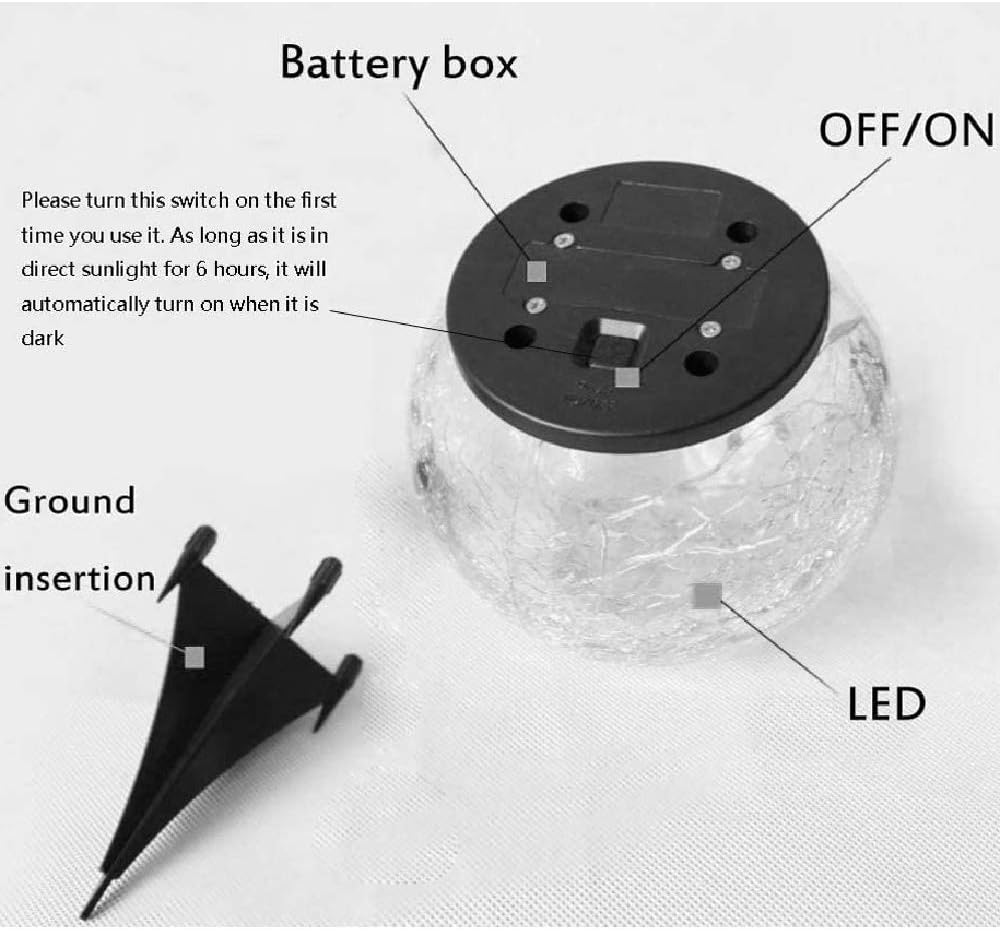 Solar Crackle Glass Ball Ground Lights,Solar Power Pathway Lights - Image 4