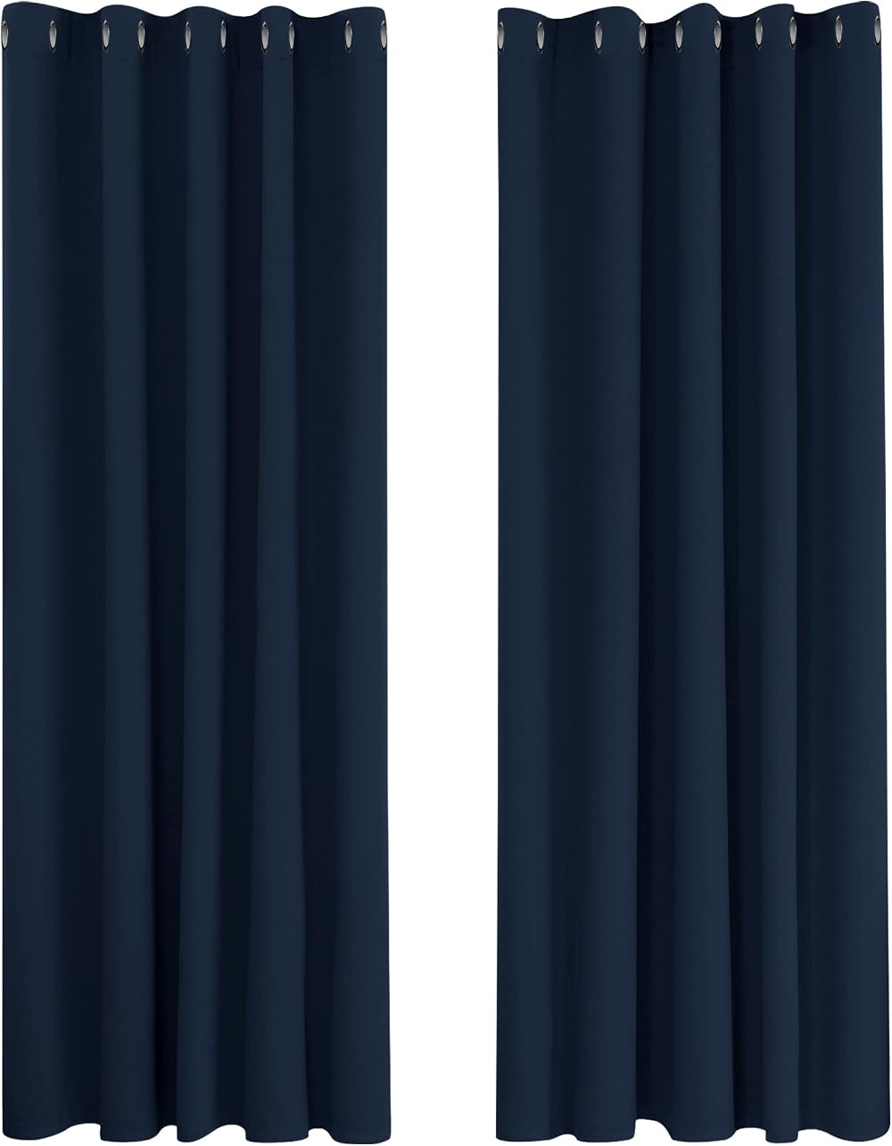 Deconovo Super Soft Ring Top Curtains Navy Blue 66 x 90 Inch 2 Panels Blackout