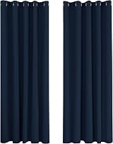 Deconovo Super Soft Ring Top Curtains Navy Blue 66 x 90 Inch 2 Panels Blackout