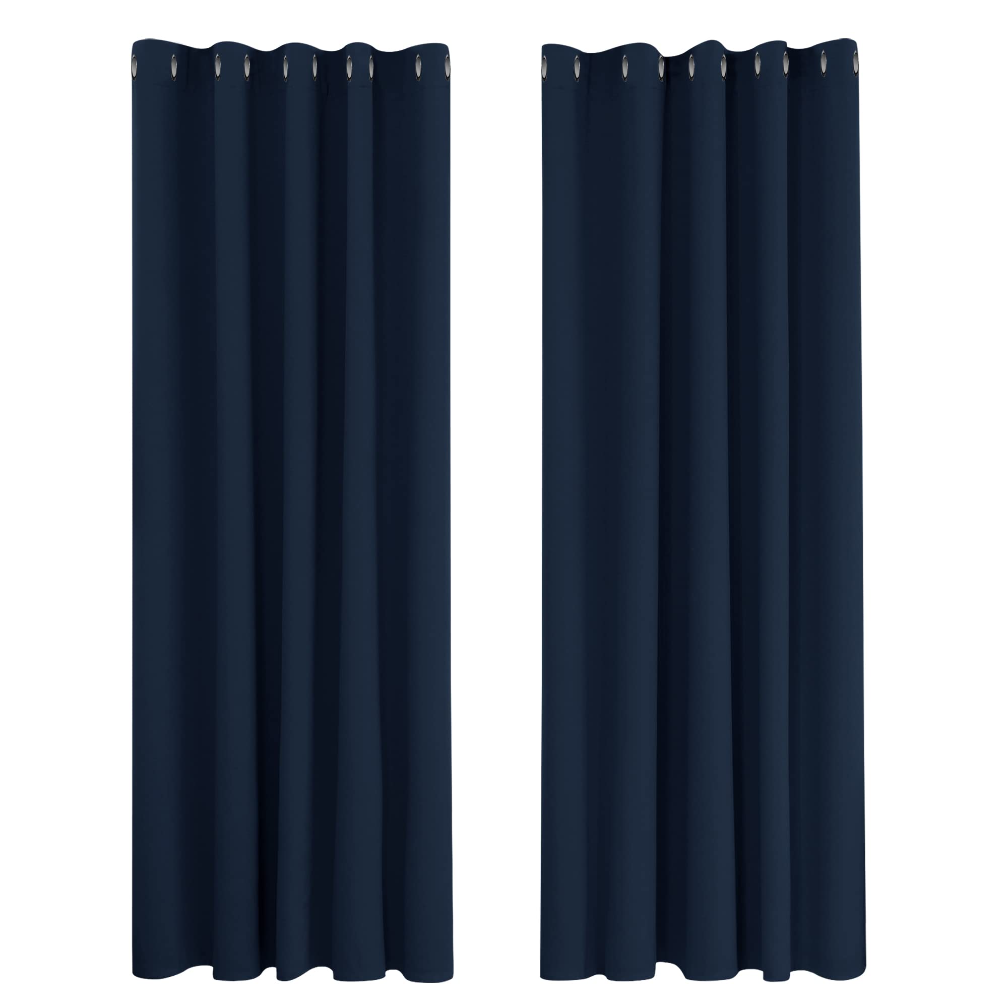 Deconovo Super Soft Ring Top Curtains Thermal Insulated Blackout Curtains for Nursery 66 x 90 Inch Navy Blue 2 Panels