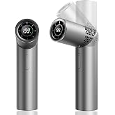 GOSALISU Portable Handheld Fan - Rotatable Mini Fan, Gray | High Speed Wind Cooling, 199 Speeds, Digital Display, Rechargeable Personal Fan for Travel, Outdoor, Gifts for Women Men