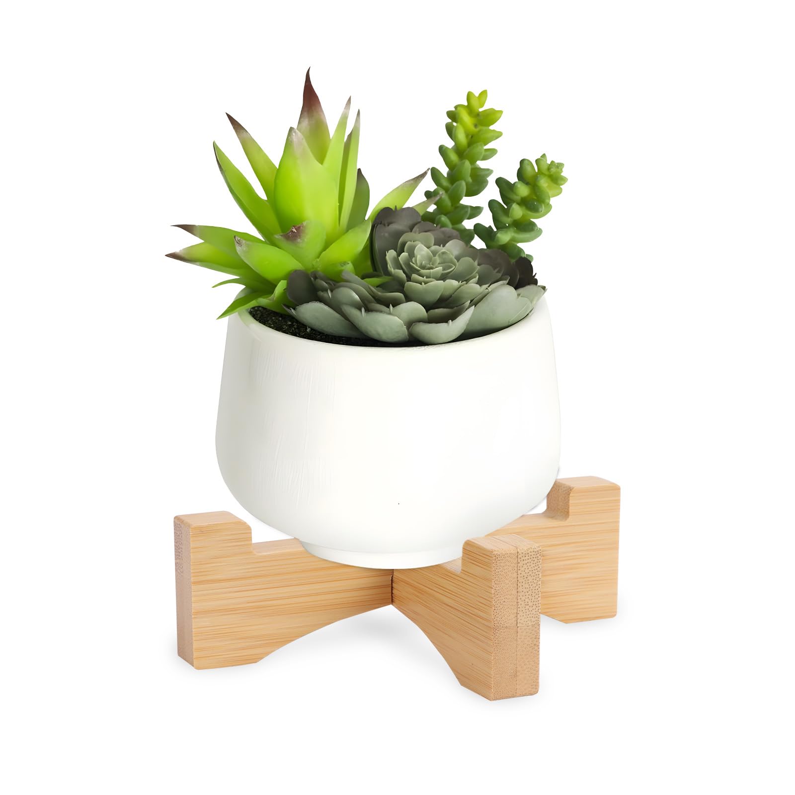 Lollanda Short Plant Stand Wooden, Small Flower Pot Stand Wood, Flower Pot Holders Plant Stand Planter (11.2CM)
