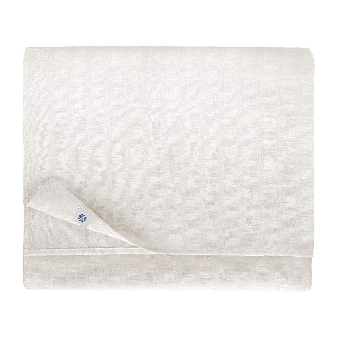 Linen & Cotton Elegant Jacquard Stripe Tablecloth Jasmine - 48% Linen, 52% Cotton, White, 150 x 150cm (59'' x 59'') Festive Long Table Cloth Cover for Wedding Bridal Shower Restaurant