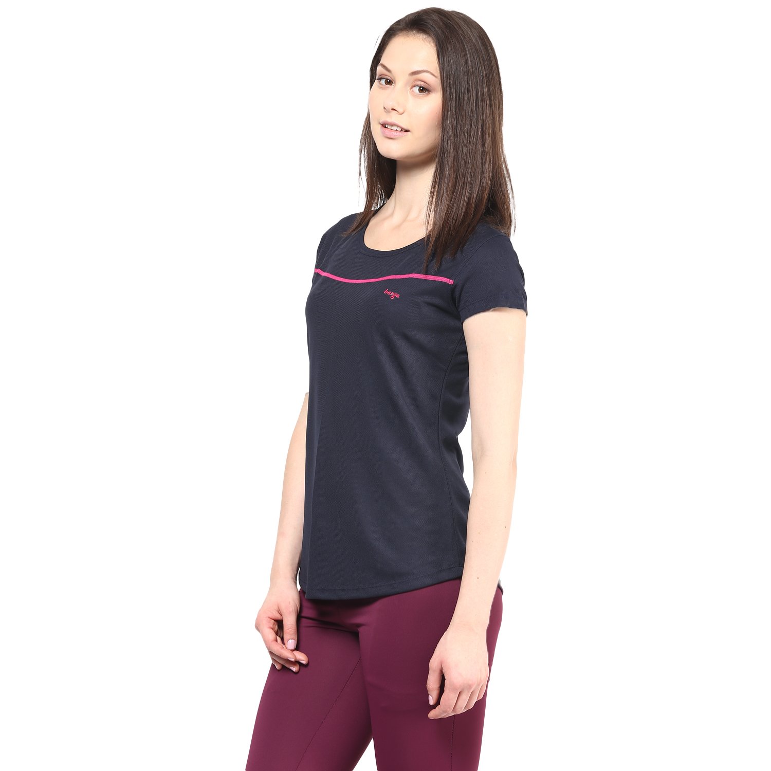 berge women's instadry round neck navy tee