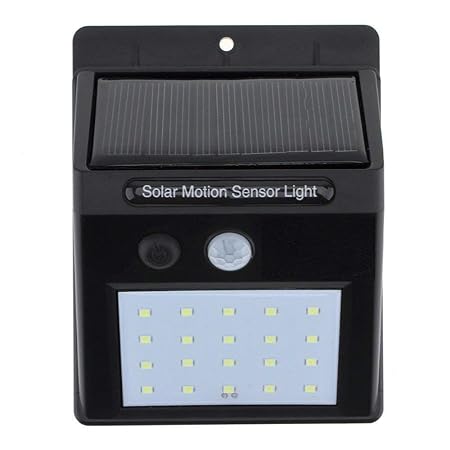 KVI Bright Waterproof Solar Wireless Security Motion Sensor LED Night Light for Outdoor/Garden Wall (Black) - Set of 20