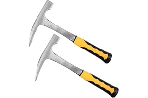 KEILEOHO 2 Pack 32 oz Rock Pick Hammer With Non-Skid Handle, 11.8 Inch All Steel Geologist Hammer, Drop Forged Masonry Hammer with Pointed Tip for Mining, 2lbs