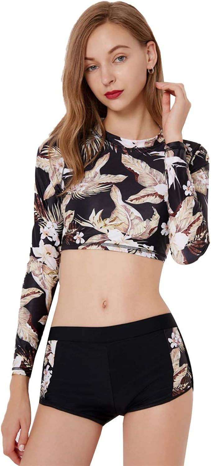 crop top long sleeve swimsuit