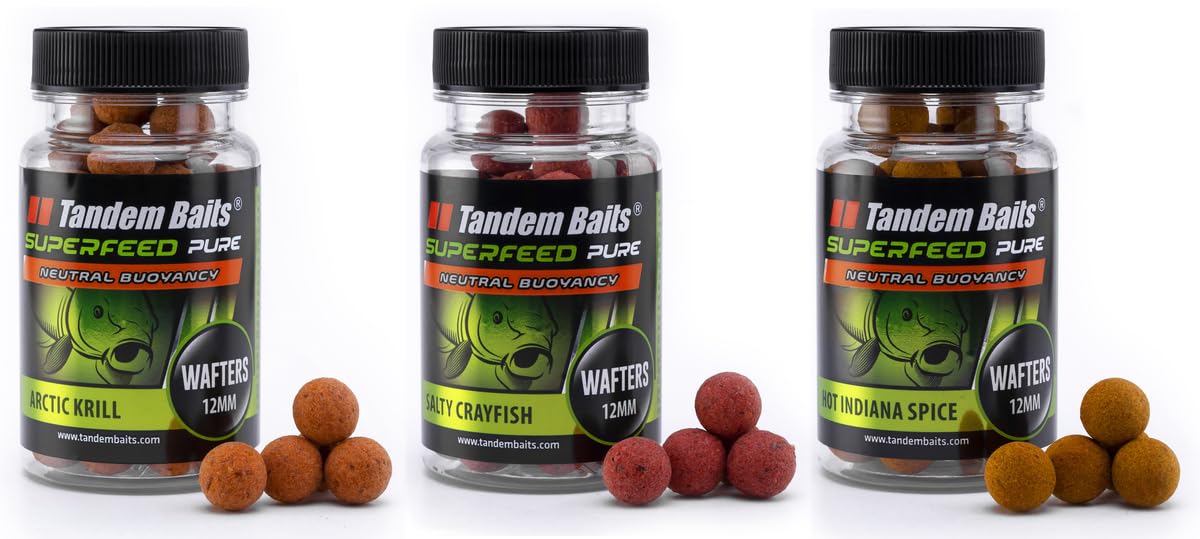 Tandem Baits Set of 3 SuperFeed Pure Wafters Flavour Mix FSL | Carp Fishing Hookbaits | Wafters Fishing Bait | Carp Fishing Bait | Carp Bait | Carp Fishing Accessories for Monster Fish 12mm 30g