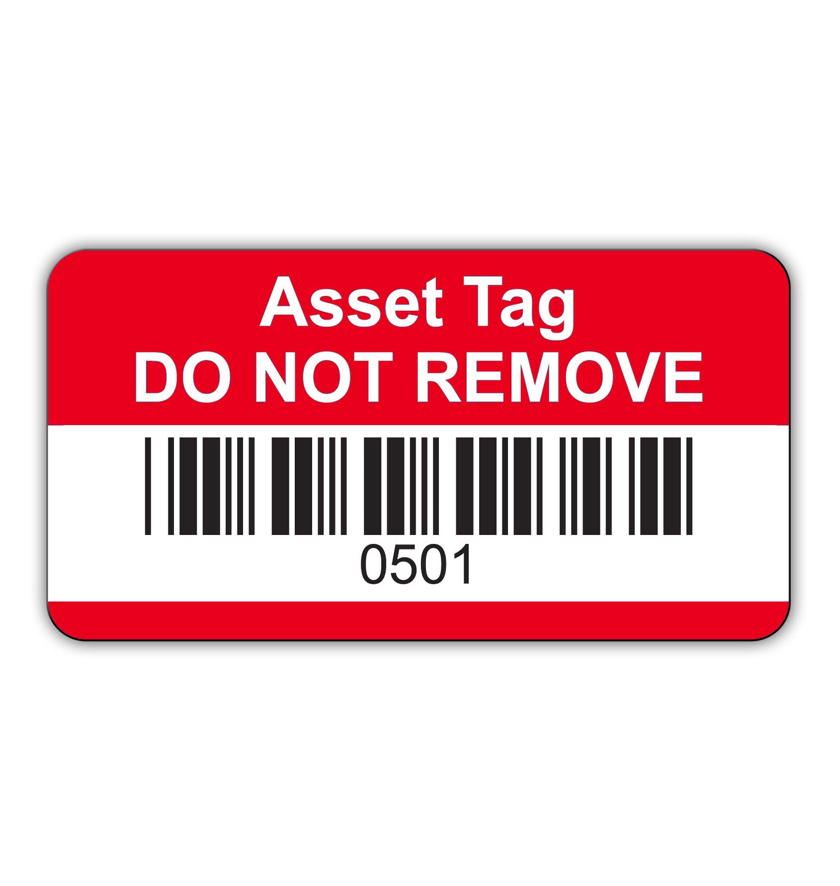 Red Asset Tag Labels - Barcoded and Numbered 501 to 1000-38mm x 20mm Permanent Synthetic PP Labels - Price per Pack of 500 Labels (P/NO. 7828668B)