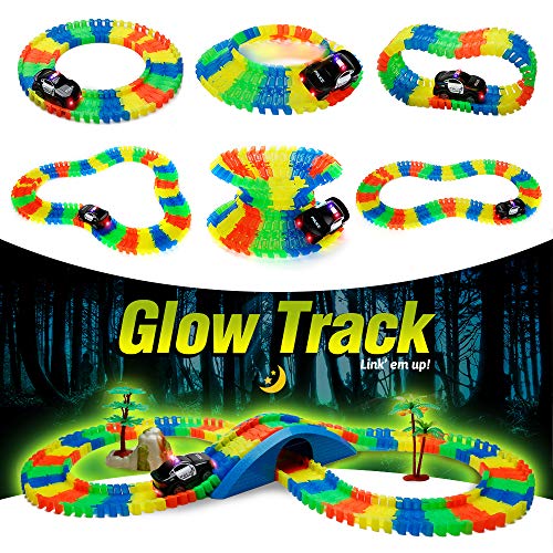 Aole Race Tracks for Boys, Glow Up Race Car Track Toddler Racetrack