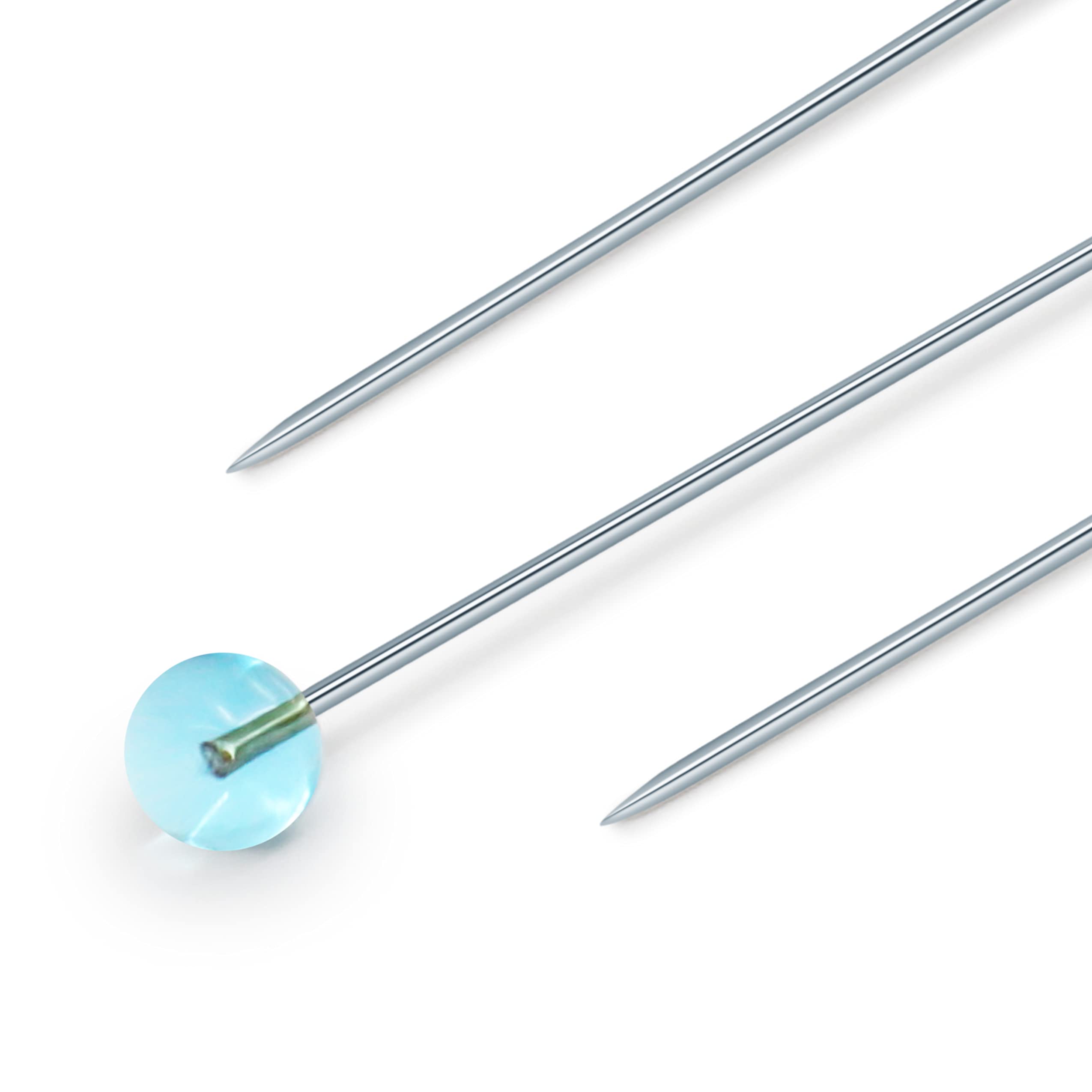 Dritz 3035 Crystal Glass Head Pins, 1-7/8-Inch (100-Count), Blue and Yellow