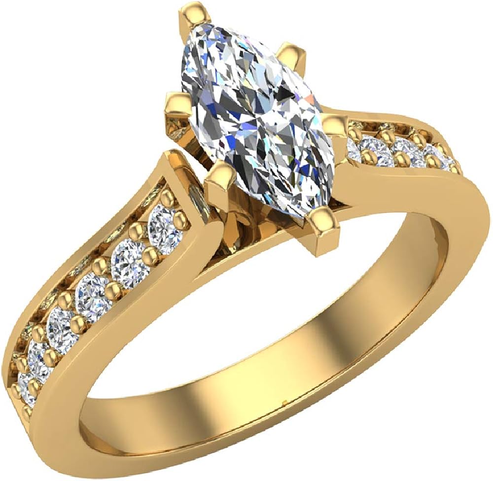 Anillo de compromiso de diamantes con detalle de corte brillante