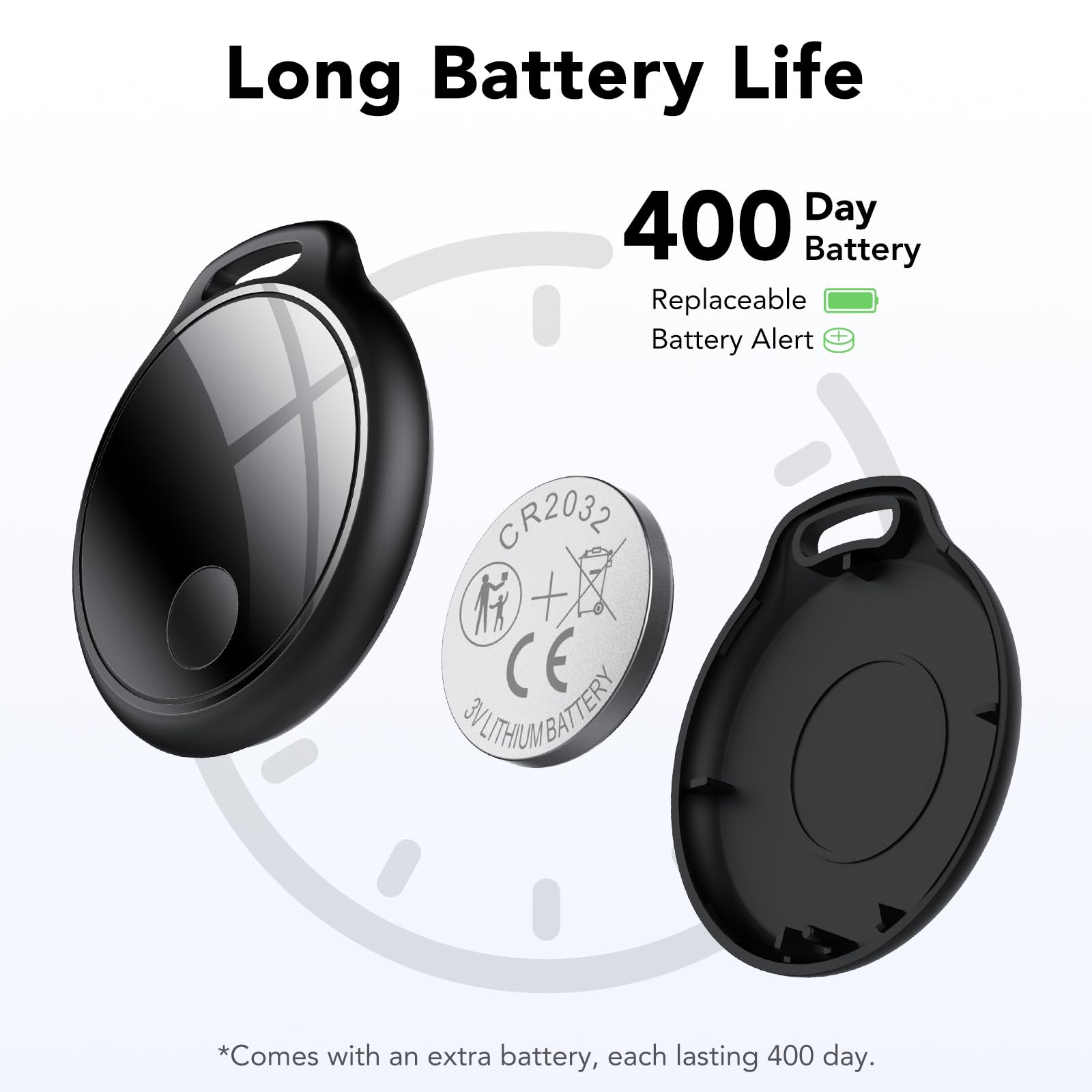 Smart Tracker Tag 4er Pack, Schlüssel Finder Kompatibel mit Apple Find My APP (nur iOS), IP68 wasserdicht, Austauschbarer Akku, Bluetooth Key Finder für Gepäck/Taschen/Koffer/Brieftasche 6