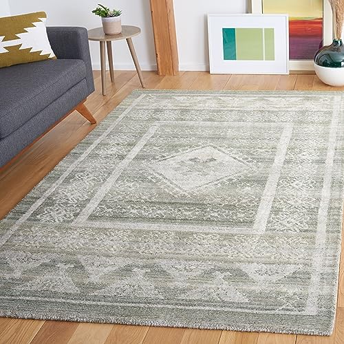 SAFAVIEH Marquee Collection Area Rug - 5' x 8', Green & Sage, Handmade, Ideal f…
