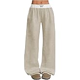 RoseSeek Girl's Baggy Sweatpants Letter Patched Wide Leg Pants Elastic Waist Long Trousers Joggers Trendy