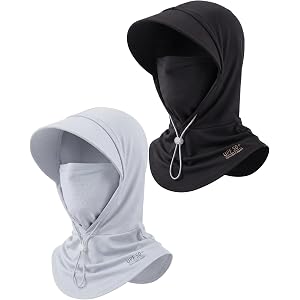 Unittype 2 Pack Summer Balaclava Face Mask Sun Protection UPF 50+ Ice Silk Cooling Breathable Hooded Face Cover for Outdoor