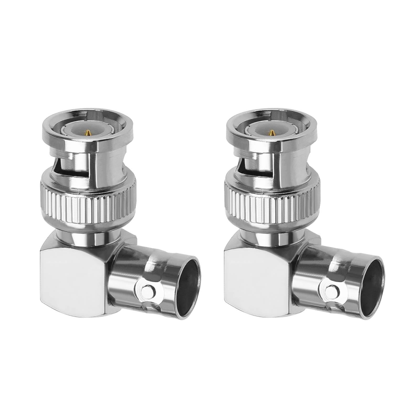 ECSiNG 2pcs BNC Right Angle Adapter 90 Degree Coax Connector Male to Female Right Angle Adapter for CCTV DVI DAB CB Radio Antennas Scanner Coaxial Cable