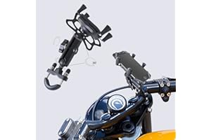 LAZORA Phone Holder for Motorcycle Aluminum Alloy Material Sturdy and Durable Two U-Bolt Base 360°Rotating Suitable for All Phones Motorcycle Handlebar Phone Mount