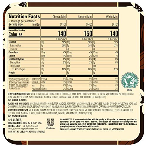 Magnum Mini Ice Cream Bars, Classic, Almond and White, 6 ct