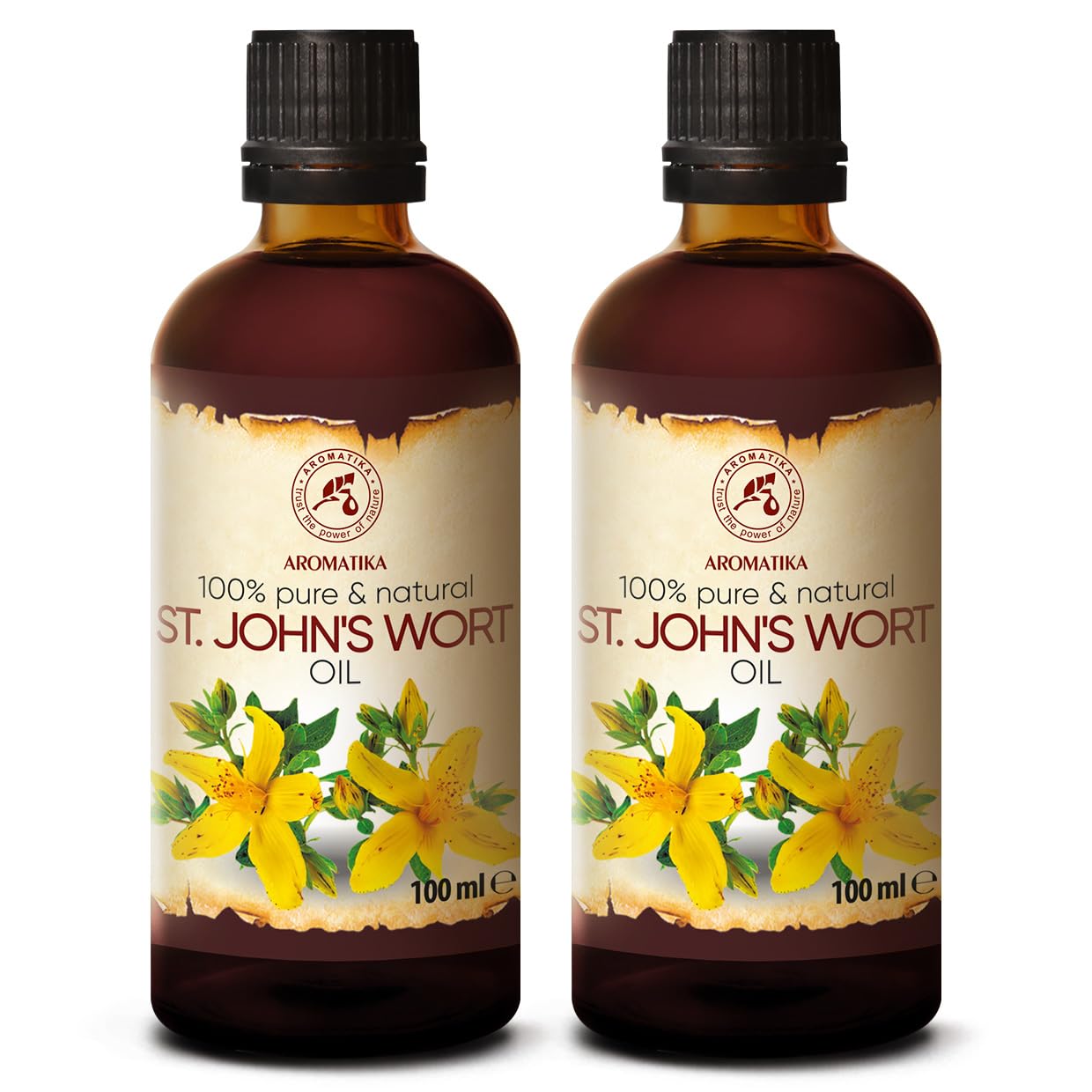 St. John's Wort Oil Set 2x100 ml - Pure & Natural - Body Care - Hair Care - Skin Care - Carrier Oil - Massage - Aromatherapy - Hypericum Perforatum