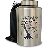 220 lbs Large Urns for Adult Male Female Ashes, Decorative Funeral Cremation Urn for Human Women Man Remains(Always with You-Silver)