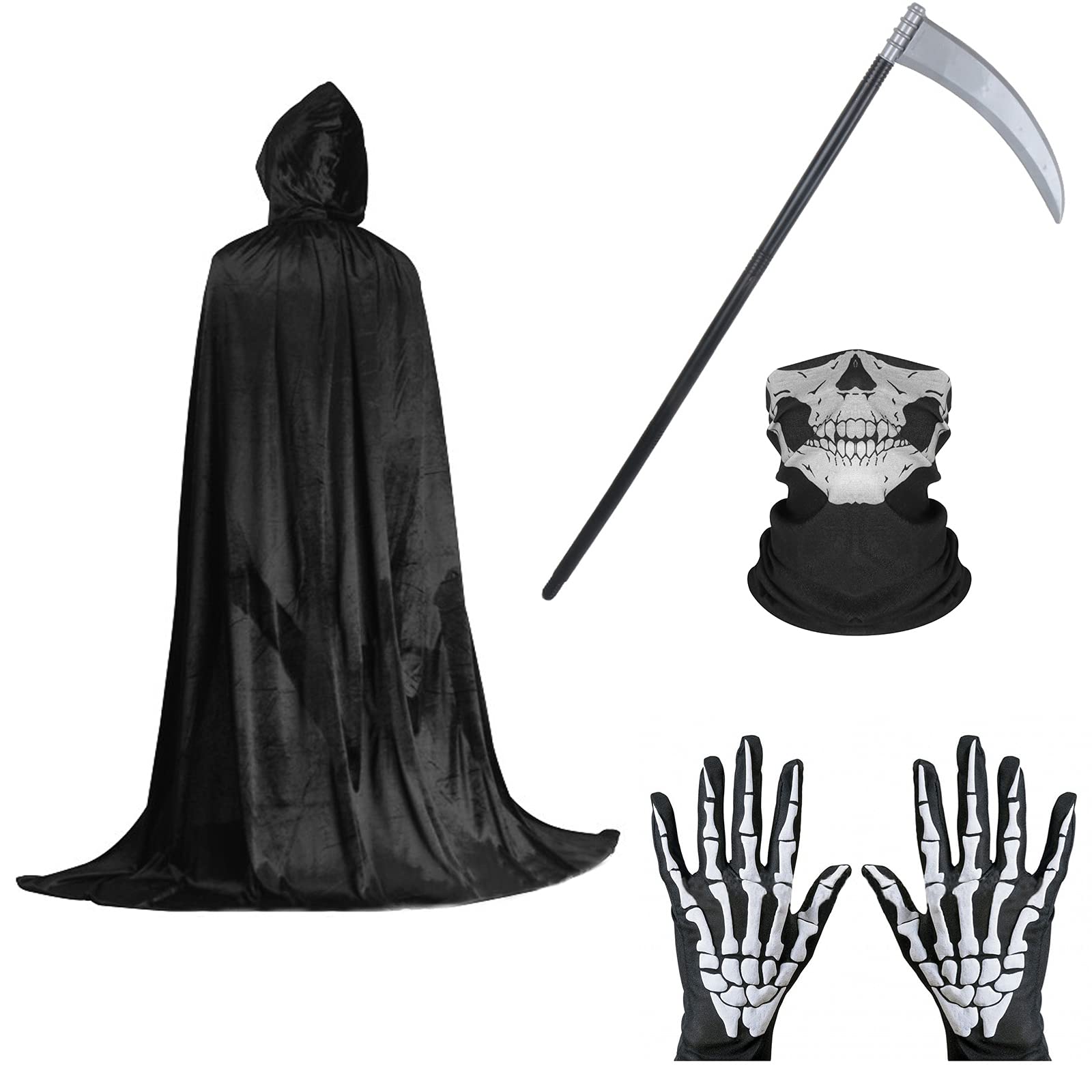 Halloween Cape, Halloween Cosplay Cape Set, Halloween Cape, Props Scythe, Gloves, Scarf, for Halloween, Carnival Role Play, Costume Parties