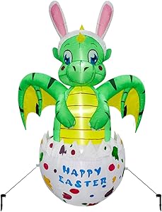 Meland Easter Inflatable Decorations 4.5FT - Inflatable Dinosaur in Eggs - Easter Blow up Décor with Light for Party Indoor Outdoor, Yard, Garden, Lawn