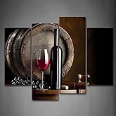 Wine Wall Art for Dining Room Wine Bar Canvas Wall Decor Painting Kitchen Pictures Print On Canvas Food Picture for Home Modern Decoration