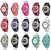Women 12 Wholesale Assorted Crystal Rhinestone Large Face Watch Silicone Jelly Link Band