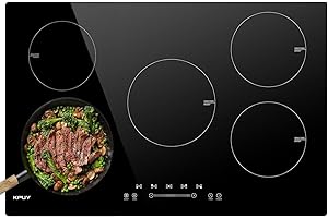 KPUY Induction Cooktop 30 Inch with 5 Burner, Electric Burner 220-240V, 7400W Electric cooktop with 9 Power Levels, Child Safety Lock & Timer, 30'' Induction Cooktop Hard Wire(No Plug)