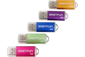 EASTFUN 5Pcs 8GB USB Flash Drive USB 2.0 Flash Memory Stick Thumb Stick Pen(Five Mixed Colors: Blue Purple Rose Green Gold)