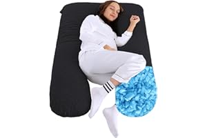 EDUJIN Memory Foam Pregnancy Pillows for Sleeping -Soft Velvet Cover - U-Shape Full Body Maternity Pillow,Body Pillows for Adults,Pregnancy Pillow for Women,Pregnancy Must Haves(Black)