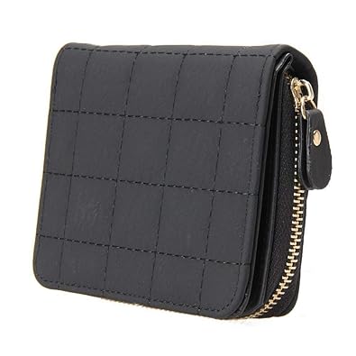 Futurekart Women Mini Short Wallets PU Leather Female Plaid Purses (Black)