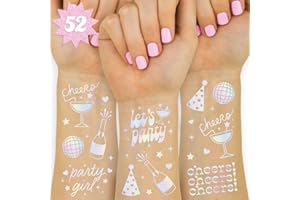 xo, Fetti Cheers Party Temporary Tattoos - 52 iridescent styles | Bachelorette Party Supplies, Birthday Party Favors, Disco Party Girl, Cheers Decorations