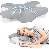 BNXIANG Cervical Neck Pillow for Neck Pain Relief and Sleeping, Memory Foam Pillow with Breathable Pillowcase, Ergonomic Contour Neck Support Pillow for Side, Back, Stomach Sleepers