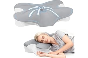 BNXIANG Cervical Neck Pillow for Neck Pain Relief, Memory Foam Neck Pillow for Sleeping, Ergonomic Orthopedic Contour Side Sleeper Pillow with Breathable Cover for Neck & Shoulder Support