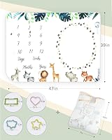 Trongle Monthly Milestone Baby Blanket Unisex 120 x 100 cm Soft Fleece view 2