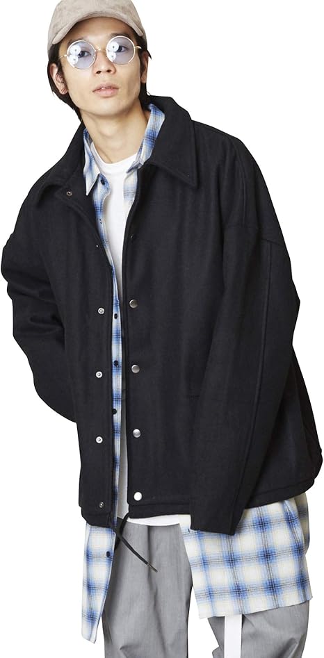 Amazon アンリラクシング Unrelaxing オーバーサイズメルトンコーチジャケット ウールブルゾン Ur 551 Free ブラック Ur 551 Bk01f001 コート ジャケット 通販