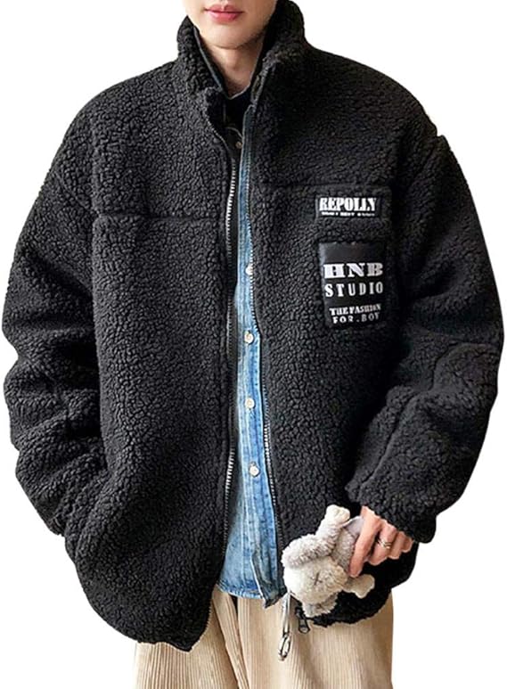 Amazon アクルド ボアジャケットメンズ ボアブルゾン モッズコート アウター 裏起毛 モコモコ フリースジャケット フード付き 暖かい 冬 ゆったり 柔らかい ファッション ボア ブルゾン カジュアル ブラック Xxxl コート ジャケット 通販