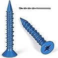 VGBUY 1/4 x 1-3/4 Inch 55PCS Flat Head Concrete Screws, Screws Anchor with Drill Bit,for Masonry, Block, Brick, Cement,Stucco, No Pre Drilling, Diamond Point