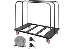Heavy Duty Table Dolly w/ 5" PU Swivel Wheels | Drywall Dolly Cart w/ 1800 LBS & 10 Table Capacity | Folding Table Cart for P