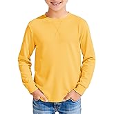 Haloumoning Kids Boys T Shirts Casual Long Sleeve Crewneck Loose Fit Fall Basic Tees 5-14 Years