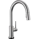 Delta Trinsic Brushed Nickel Touch Kitchen Faucet with Pull Down Sprayer, Modern Single Hole Touch On Kitchen Sink Faucet, Single Handle, Arctic Stainless 9159T-AR-DST