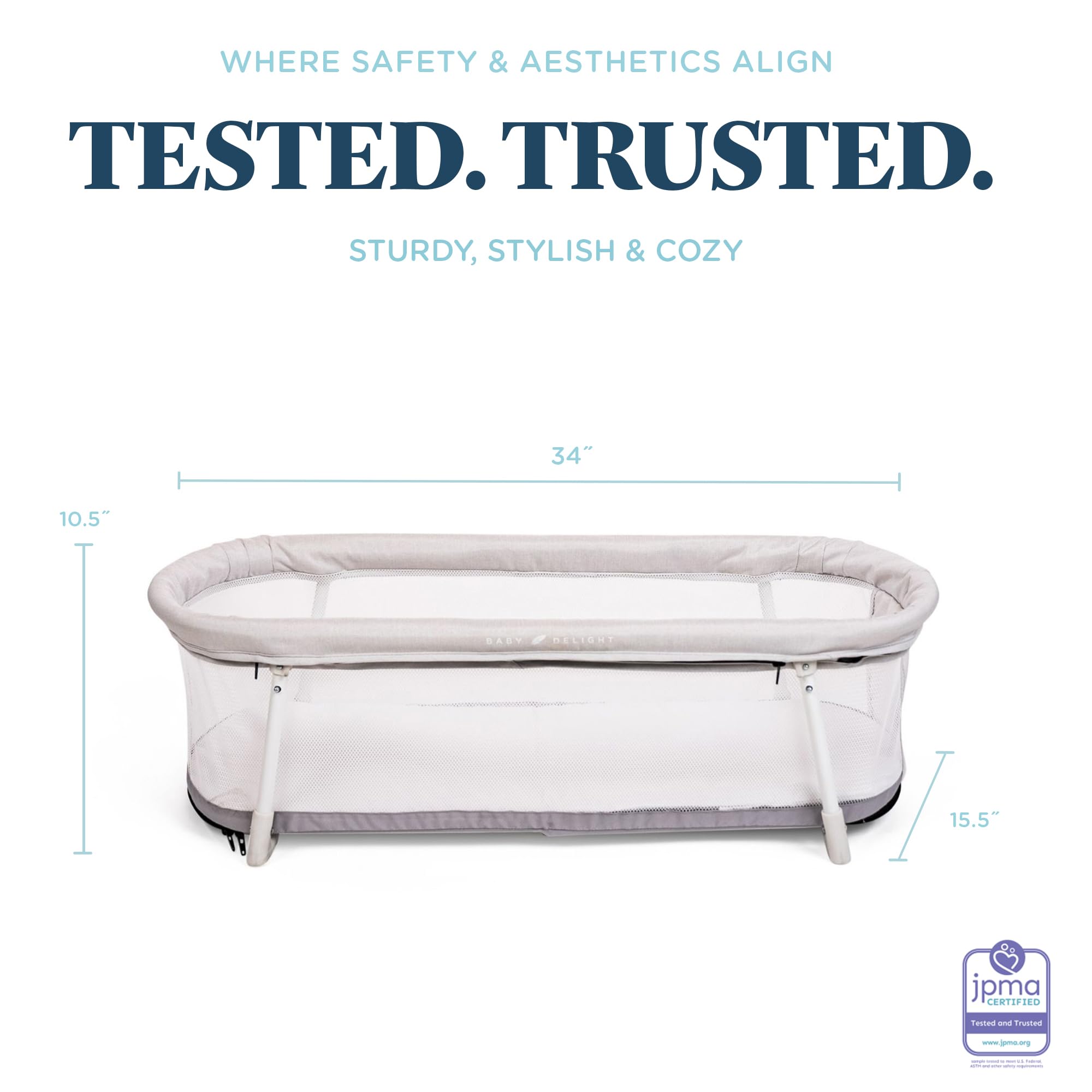 Baby Delight Snuggle Nest Bassinet, Portable Baby Bed, for Infants 0 – 5 Months, Driftwood Grey