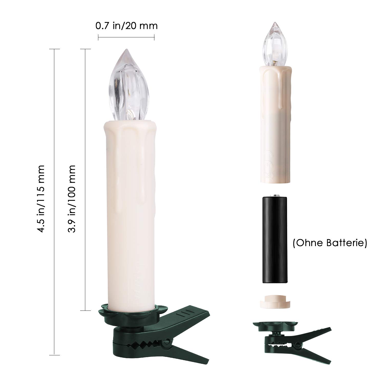 Velas LED de Navidad, MVPOWER 20 Luces de Velas Electrónicas Sin Llama Con Accesorios para Fijación y Control Remoto Infrarrojo para Árbol Navidad, Decoración de Cumpleaños, Fiesta-Luz Blanca Cálida