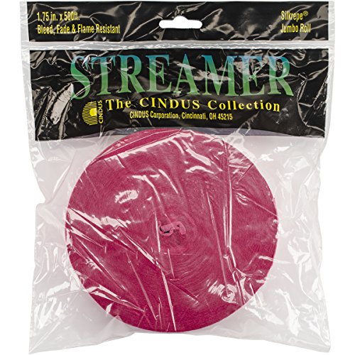 Cindus Crepe Streamers, 1.75" by 500', Bombay Pink